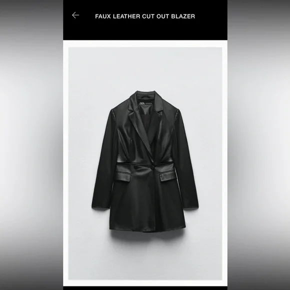 ZARA FAUX LEATHER CUT OUT BLAZER DRESS ZARA FAUX LEATHER CUT OUT BLAZER DRESS